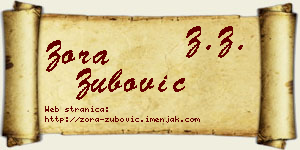 Zora Zubović vizit kartica